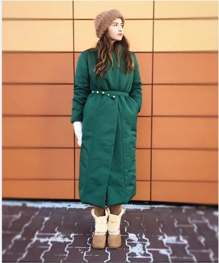 Nuevo diseño 2024, abrigo grueso de invierno para mujer, Parka cálida, abrigo largo Maxi de gran tamaño con cinturón, ropa de abrigo informal