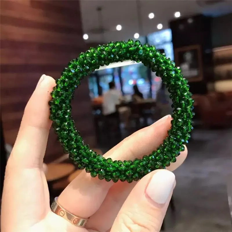 Girls Crystal Beads Hair Rope Beauty High Elastic Hair Bands For Women Hair Jewellery Handmade Pearl Scrunchy Hair Accessories