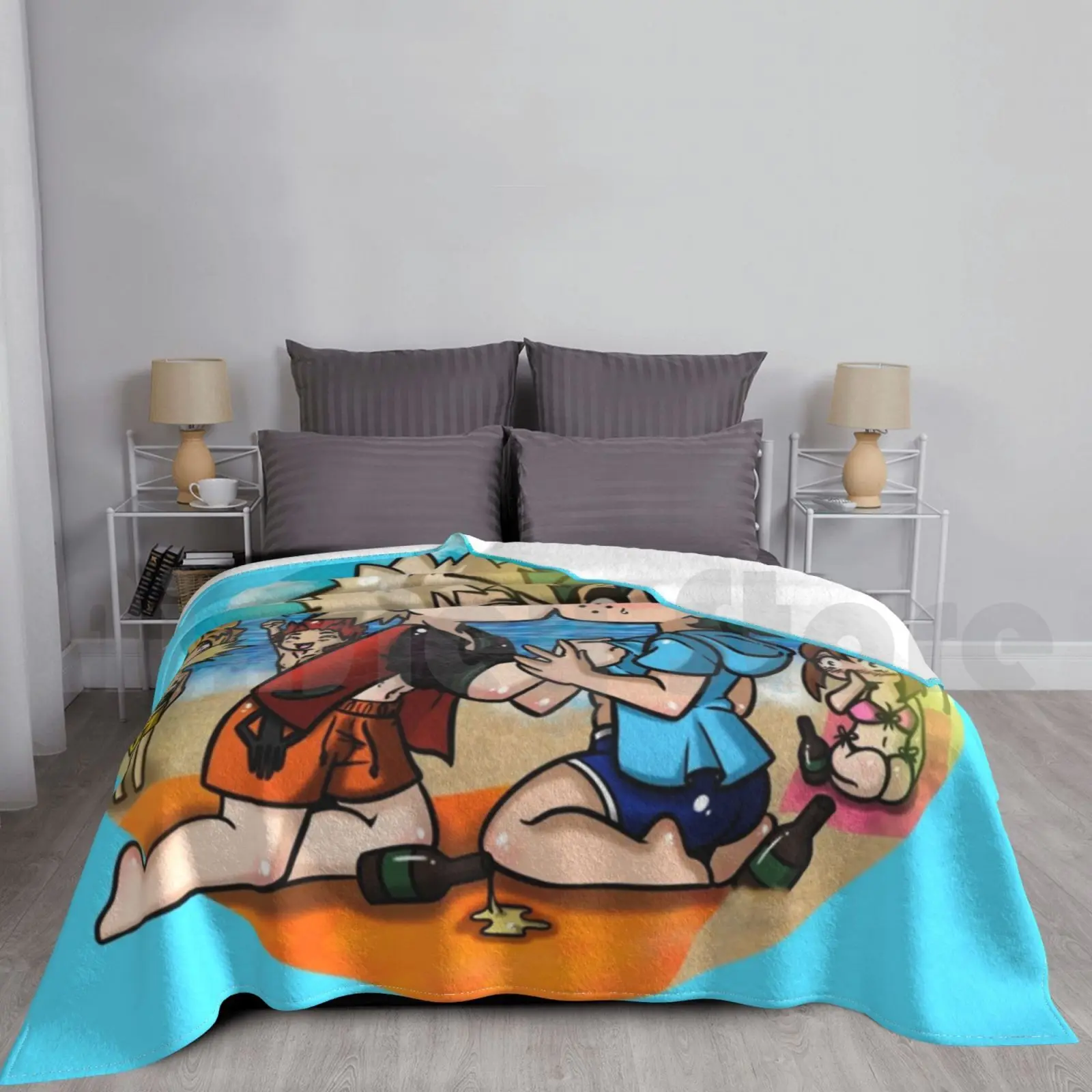 Bakugou And Deku Sharing A Drunken Kiss On The Beach Mha Blanket Fashion Custom Mha Bnha Bakugou Deku Katsuki