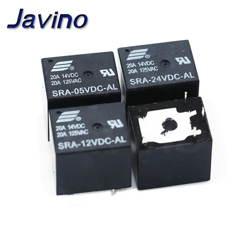 5Pcs 5V 12V 24V 20A DC Power Relay SRA-05VDC-CL SRA-12VDC-CL SRA-24VDC-CL 5Pin PCB Type In stock Black Automobile relay