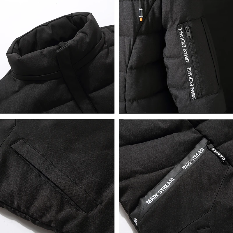 Gorro de invierno desmontable para hombre, chaqueta gruesa y cálida con bolsillo interior, Parkas sencillas de estilo largo, abrigo práctico con dobladillo, talla grande 4XL-10XL