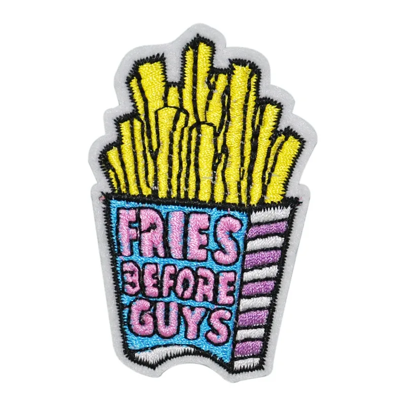 Ice Cream Donuts Fries Embroidered Patches Large Size for Clothes Ironing Sew Appliques for Jackets Bag Shoes Sticker Badges