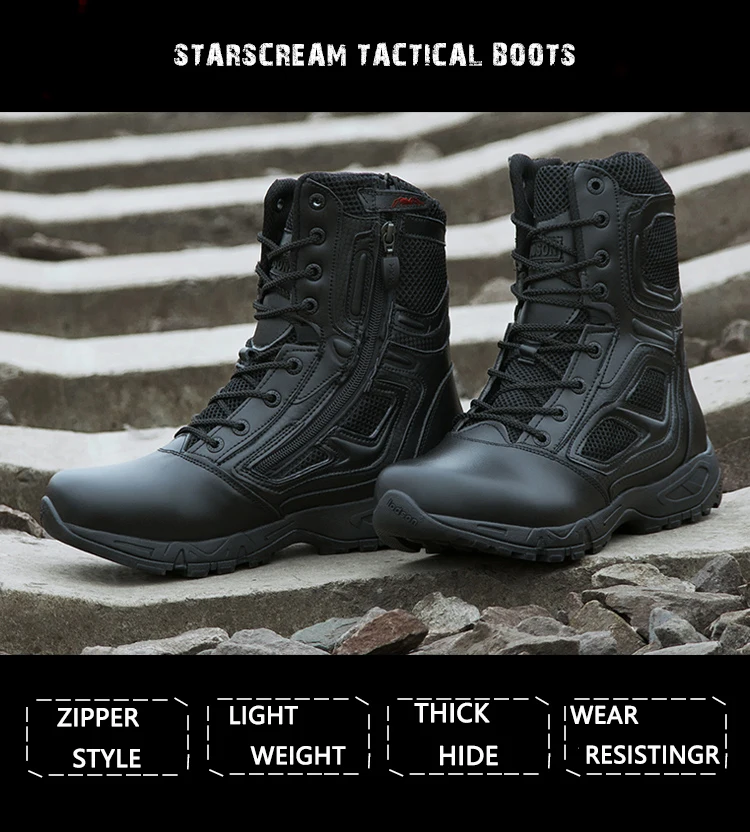 Mountain Outdoor Climbing Shoes Men Wear-resisting Non-slip Large Size Trekking Hiking Boots Military Tactical Rubber Sole Boots