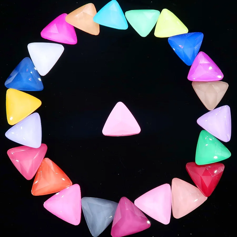 Edle Glaskristall-Strassperlen, 18 mm, Jelly Candy AB & Regenbogenfarben, dreieckig, zum Aufkleben, für Bastelarbeiten, DIY-Verzierungen – Detail 2