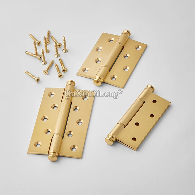 

Brand New 4PCS Solid Brass Heavy Door Hinges 4Inch/5Inch Wooden Door Mute Bearing Hinge Furniture Hinges with Screws