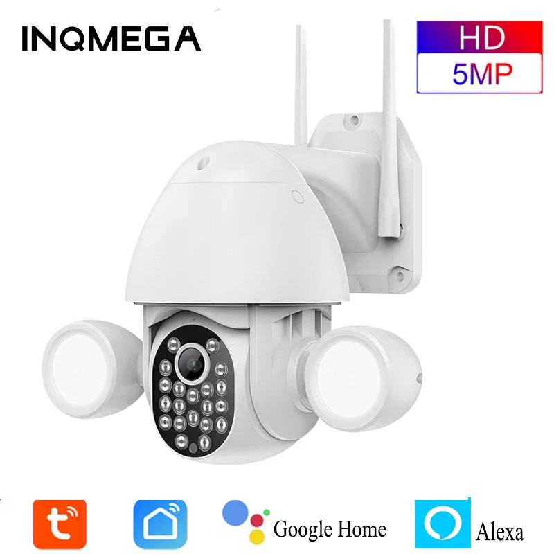 

INQMEGA 5MP Tuya Floodlight Courtyard Lighting Camera Outdoor Human Tracking Flood Lighting Cam With Google Home And Alexa