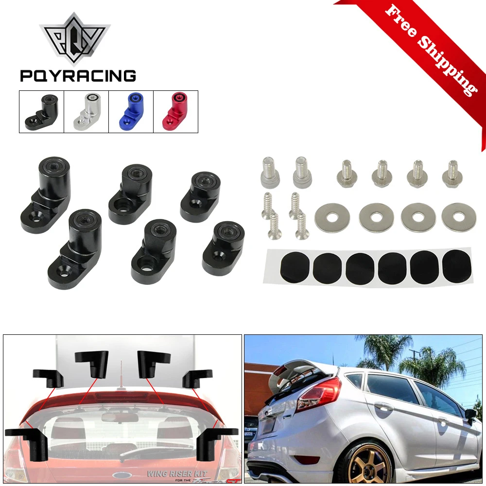 Free Shipping Billet T-6061 Anodized Aluminum Bolt-on Rear Wing Spoiler Hatch Riser Lift Extension For 14-on Ford Fiesta ST