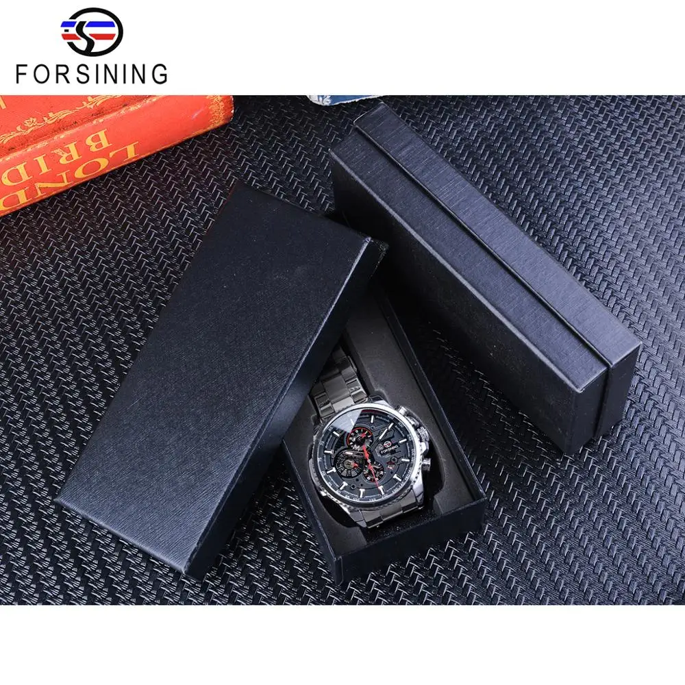 Forsining Silver Grey Mens Mechanical Watches Multifunction 6 Hands Date Military Army Sport Steel Strap Automatic Clock Relogio