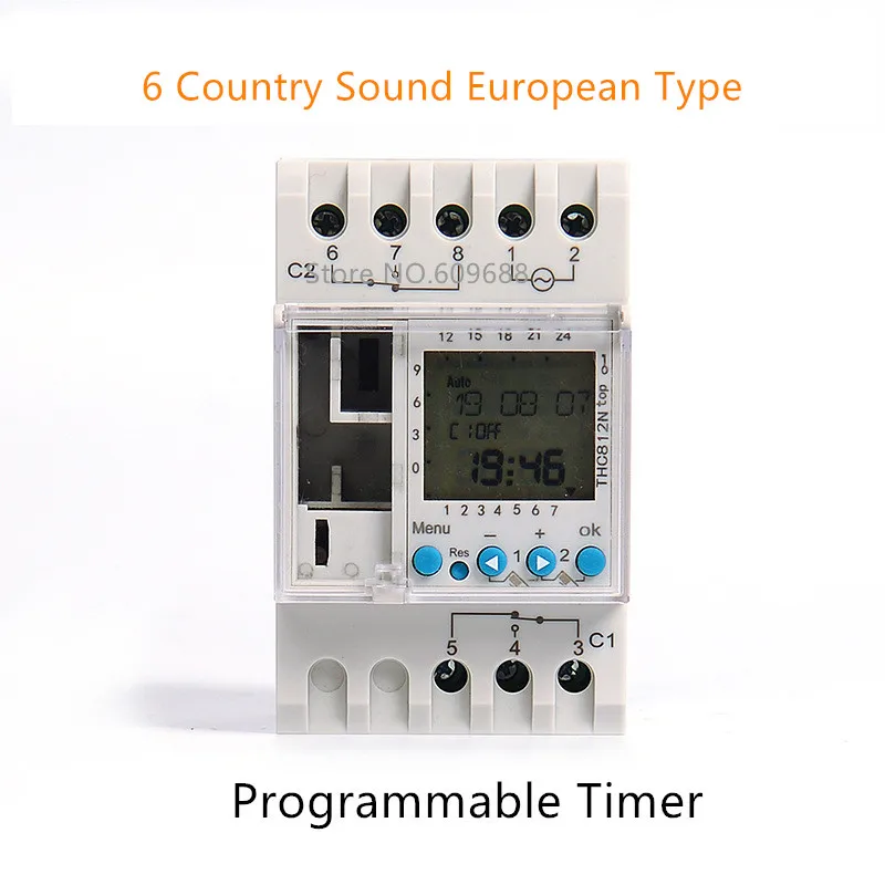 THC812N AHC812N 2 Circuit Editable Time Switch THC822N AHC822N Timer 6 Country Sound European Type