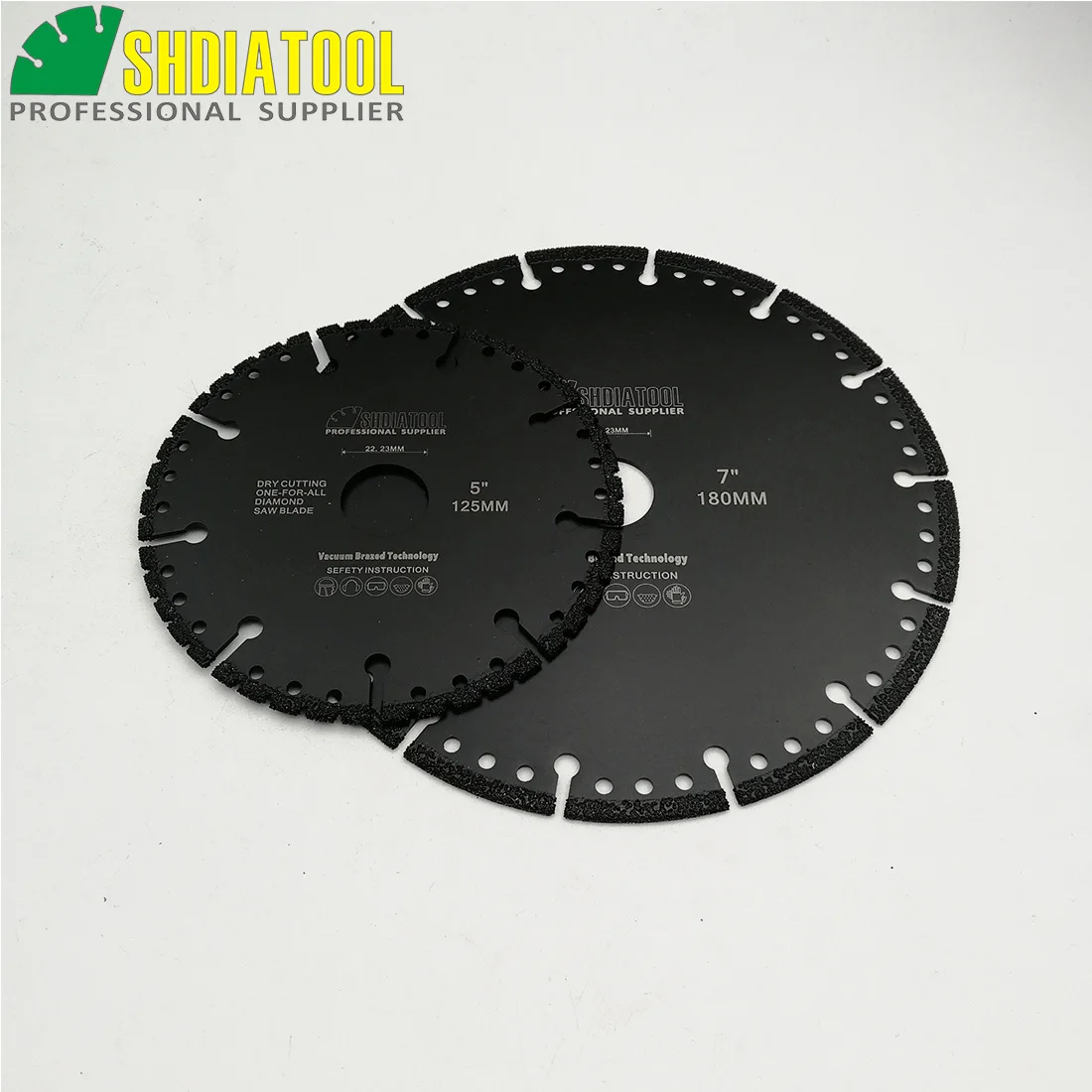 Shdiatool-lâmina de serra de diamante soldada a vácuo para todos os fins, 5 "e 9", disco de resgate de incêndio para pedra, ferro e aço, 2 peças (125mm e 230mm)