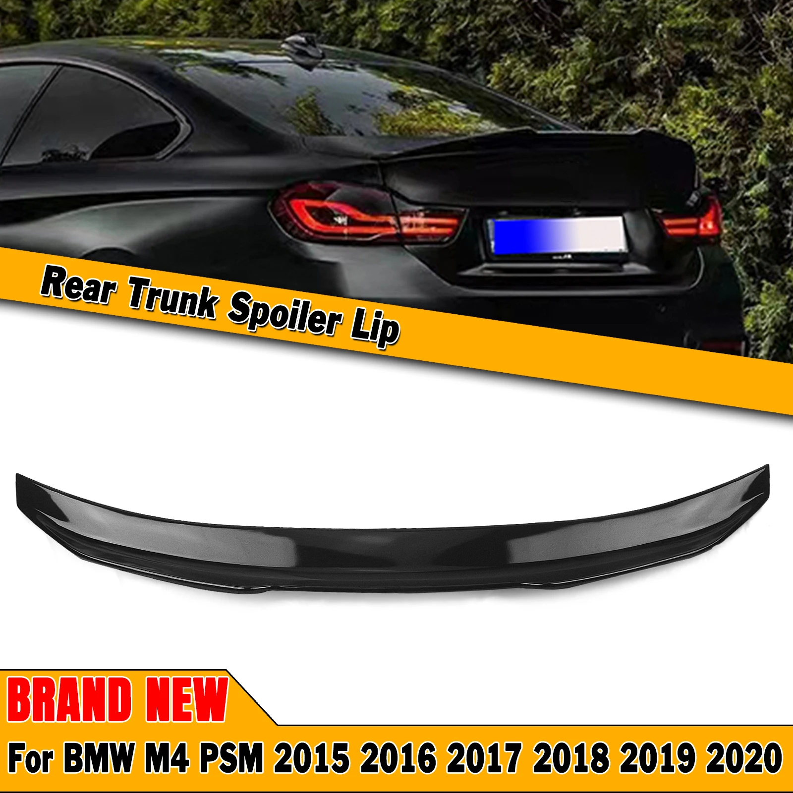 

PSM Style Rear Trunk Spoiler Wing For BMW F82 M4 2015-2020 2 Door Coupe Gloss Black/Carbon Fiber Look Car Tailgate Splitter Lip