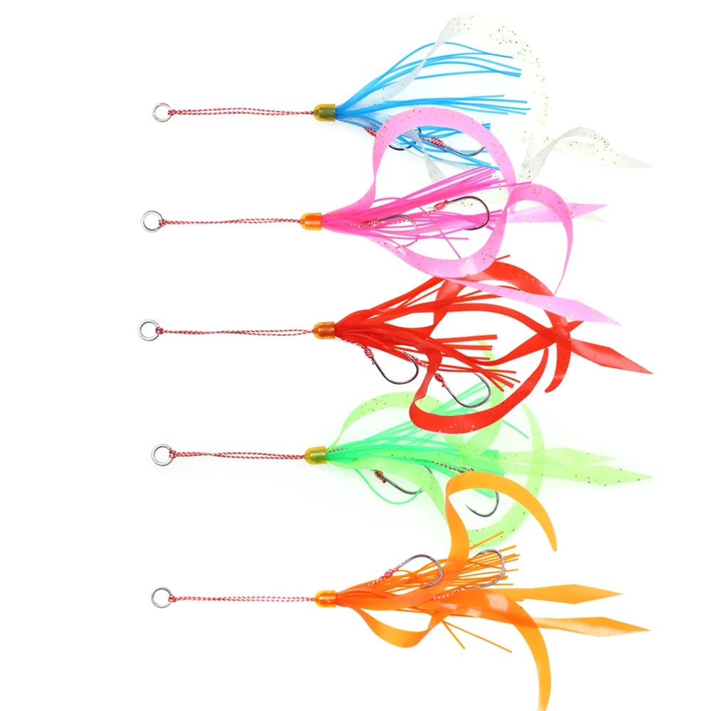 Ellllv-Água salgada Snapper Pesca Saias De Borracha De Silicone, Gêmea Assistida Ganchos, Marlin Inchiku Tai, Kabura Slider Jig Lure, 12 #