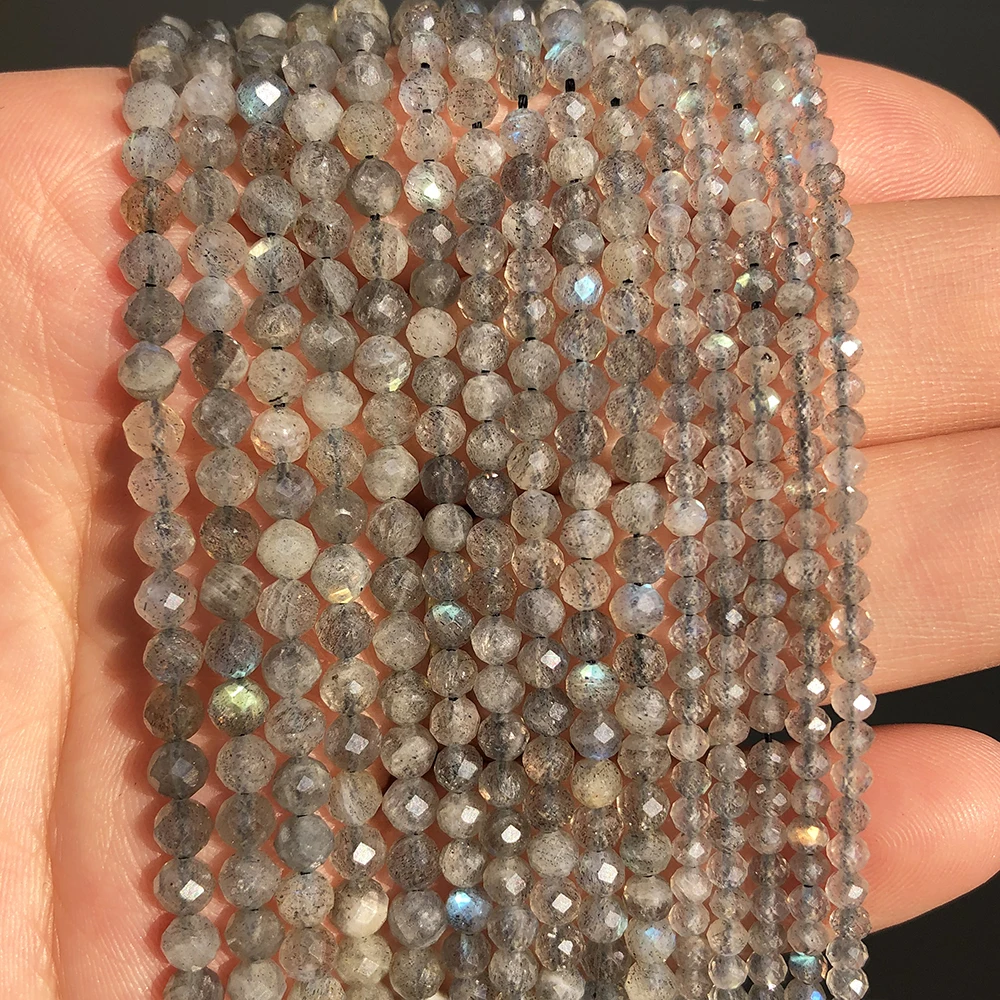 Natural Faceted Agates Moonstone Tourmaline Prehnites Jades Stone Beads For Jewelry DIY Making Bracelet Accessories 15\'\' 2 3 4mm