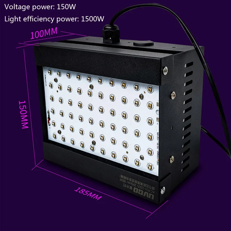 1500W high-power ultraviolet UV gel curing lamp  photosensitive/ 3D printing/glue/resin curing lamp green oil OCA