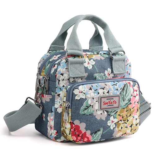 Bolso cruzado de marca para mujer, bolsos de hombro portátiles para mujer, bolsos de mensajero de nailon con estampado de flores, bolsos de mano multibolsillos para mujer