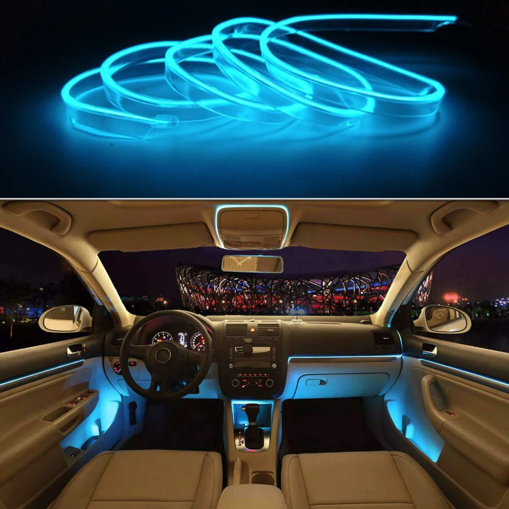 

Car Interior EL Wire Ambient LED Flex Rgb Strip Auto Flexible Atmosphere Neno Tube Soft USB Lamp Lighting Strip Rope Tape Light