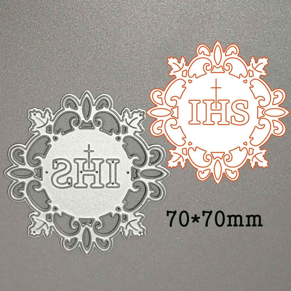 Etched IHS Cross Metal Cutting Dies New Handcraft Knife Blade Die Mold Stencils Scrapbooking Card Decor Embossing Die Cuts