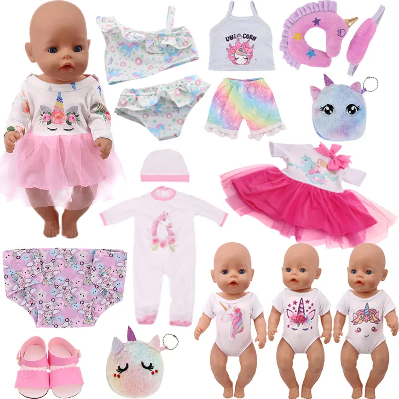 Reborn Dolls Cute Clothes For New Reborn Baby Little Pony Unicorn Clothes Dress For 18Inch&43Cm Accessories For Girl's Toy Gift