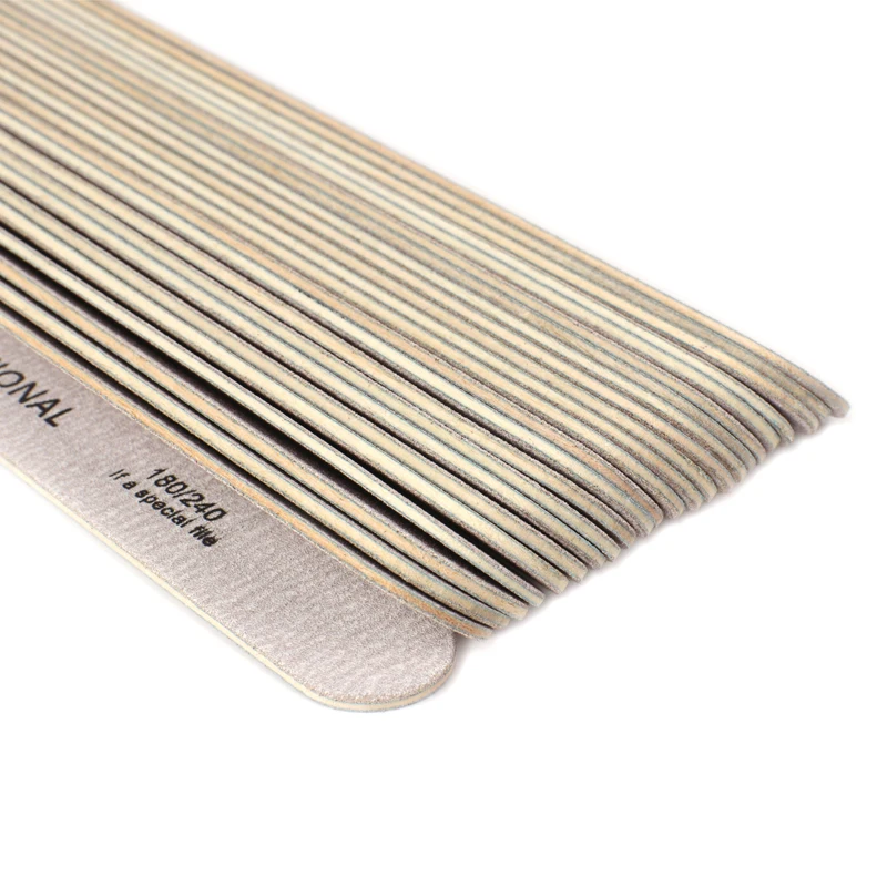 100pcs Wooden Nail File Professional Nail Art Sanding Buffer Files 180/240 Double Side For Salon Manicure Pedicure UV Gel Tips