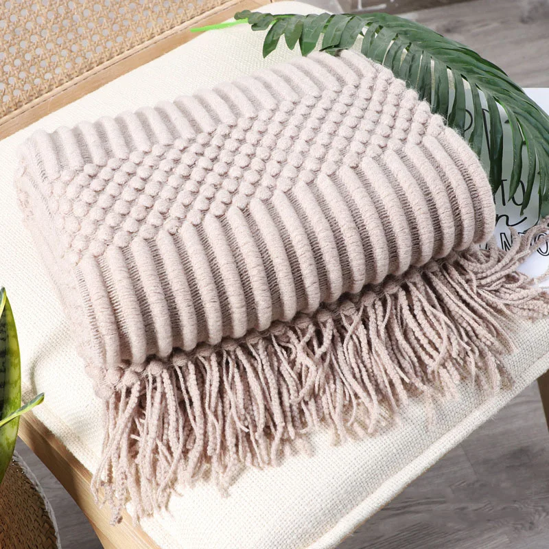 Double Side Pineapple Plaid Blanket Jacquard Flannel Knitted Thread Blanket Hotel Bed Flag Home Decor Tassel Sofa Throw Blanket