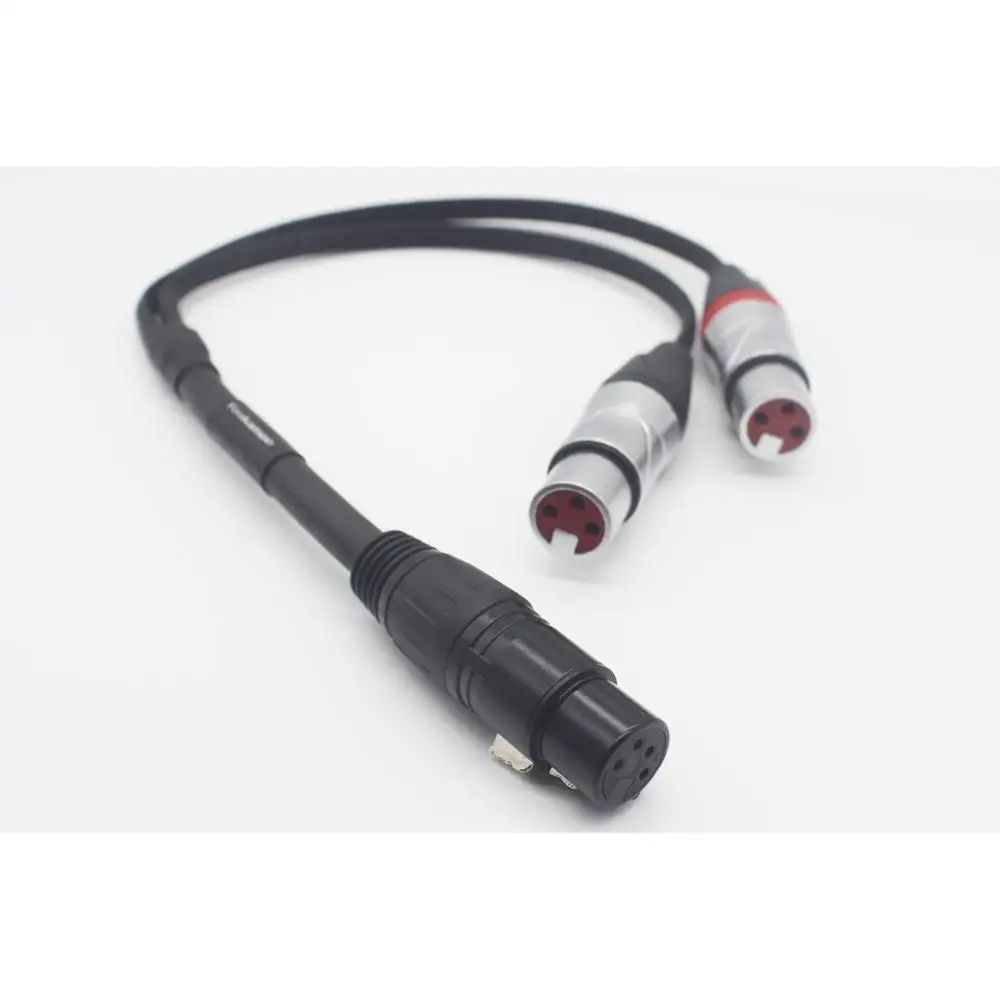 4 Pin XLR Female to Dual 3 Pin XLR Female Silver Plated Audio Headphone Adapter Cable 1 FT 0.3M Female to Female