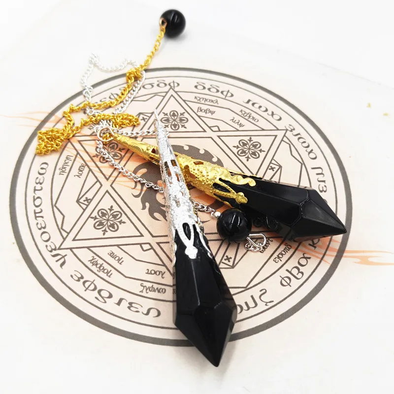 Pendulums for Dowsing Reiki Chakra Healing Glass Crystals Charms Necklace Filigree Pendant Amulet