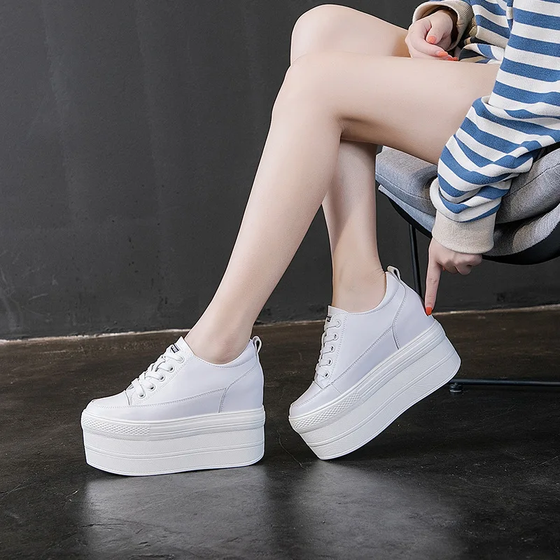 White Luxury Designer Sneakers On Platform Sports Shoes For Women 2023 New Fashion Thick Bottom Wedding Shoes High Heel 11cm