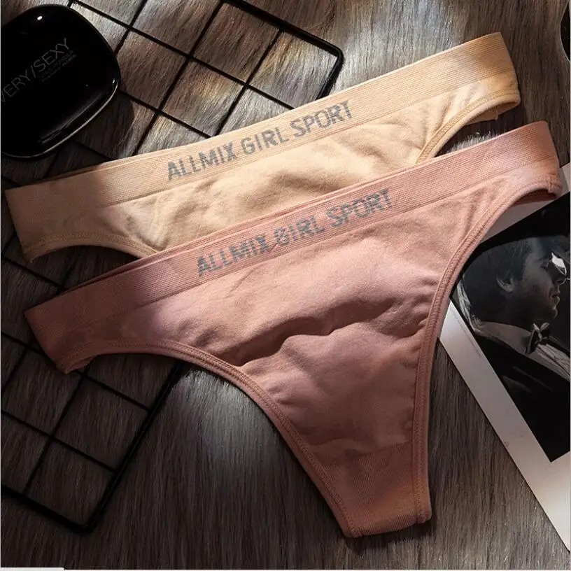 European Simple Letter Women's Thong Sexy Panties For Women Briefs Seamless Underwear Erotic Female Lingerie G-String S1357