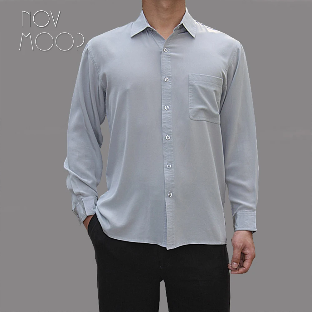 4 Colors solid men natural silk shirts long sleeve business shirt cheap chemise homm camiseta masculina vetement homme LT1508