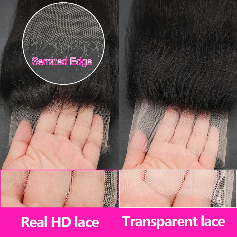 Wowangel 13x6 HD Lace Frontal mit Haarbündeln aus Echthaar, 5x5 HD Lace Closure, hautnahe brasilianische glatte Haarverlängerung für Frauen – Detail 12