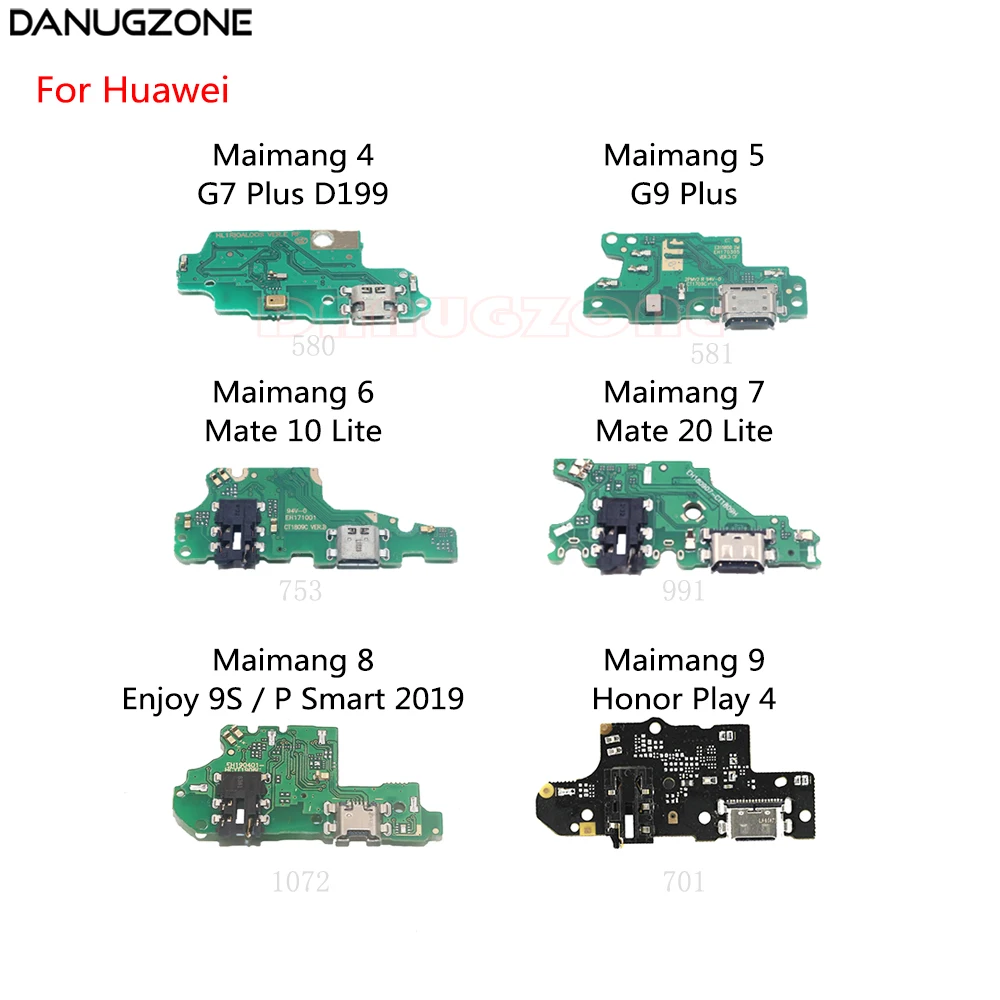 USB Charging Dock Port Socket Connector Charge Board Flex Cable For Huawei Mate 10 20 Lite / Enjoy 9S / Honor Play 4 G7 G9 Plus