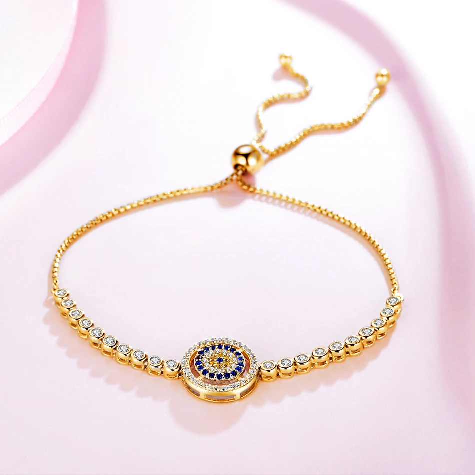 KALETINE 925 Sterling Silver Evil Eye Bracelet Blue Zircon Tennis Bracelet Rose Gold Fashion Woman Bracelets Luxury Brand