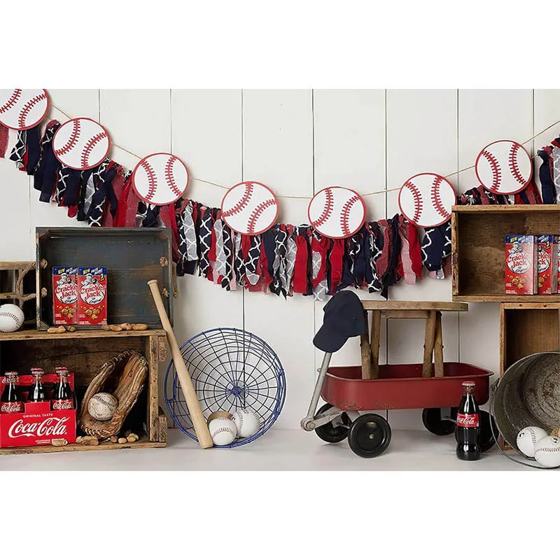 Avezano-Fondo de retrato de cumpleaños para recién nacido, telón de fondo para fotografía de niño, galletas de béisbol, bebida, accesorios de estudio fotográfico, Photozone