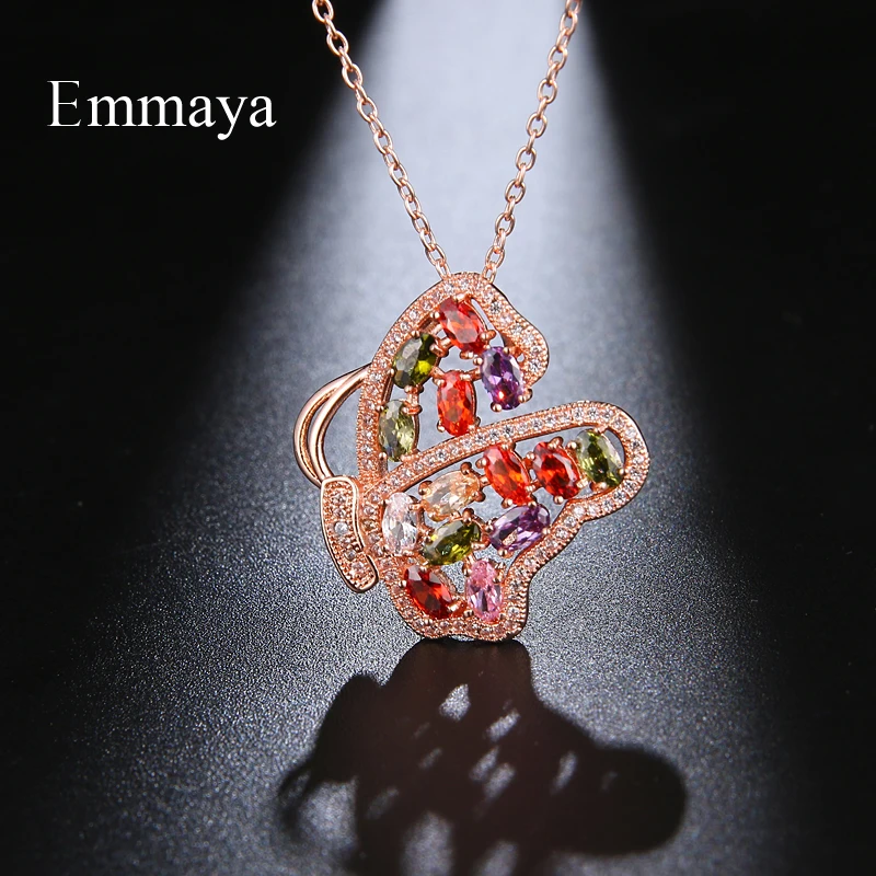 Emmaya Ingenious Geometry Design Necklace For Women&Girls Charming Jewelry With Colorful Zirconia Shiny Ornament In Party