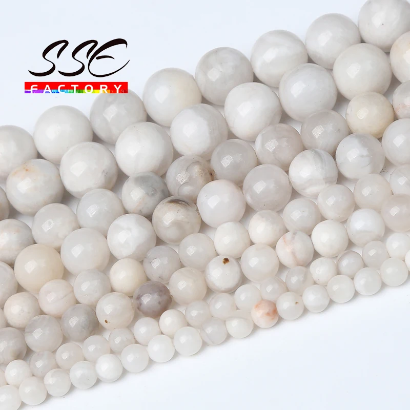 

White Crazy Agates Beads Natural Stone Round Loose Beads For Jewelry Making DIY Bracelets Necklace Accessories 4 6 8 10 12mm 15"