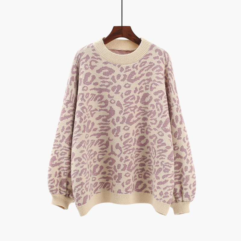 Autumn 2020 new leopard print sweater women\'s pullover Korean version loose lazy style small fresh sweater top