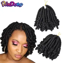 DinDong Short Passion Twist Braids 6-8inch Synthetic Crochet Braid Black Brown Braiding Fluffy Spring Twist Hair Extension