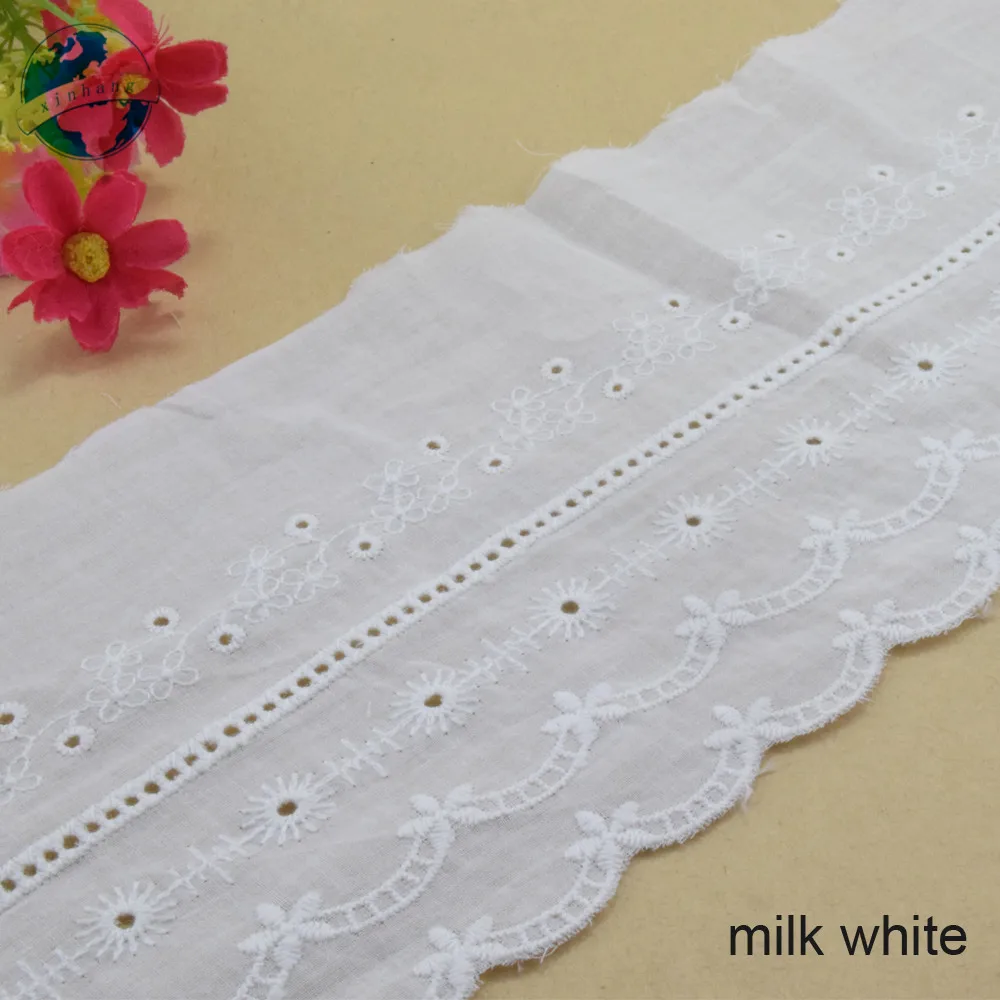 12.5cm Wide 100% Cotton Embroid Lace Sewing Ribbon Guipure Trim Wedding Decoration DIY Dolls Colthes Accessories Lace Edge#4014