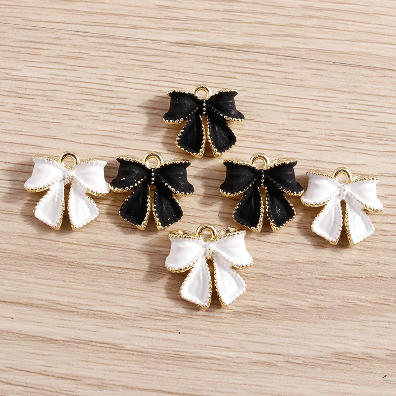 5 Stück 16 x 15 mm niedliche Emaille-Bowknot-Charms-Anhänger für Schmuckherstellung, Tropfen-Ohrringe, Halsketten, Armbänder, DIY-Bastelzubehör – Detail 6