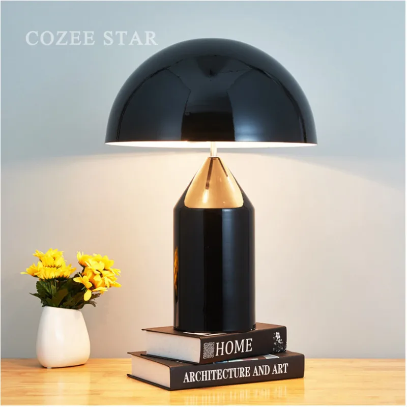 

Modern LED Table Lamps New Design Mushroom Metal Gold Black White Desk Lamps Bedroom Living Room Study Indoor Lighting Fixture