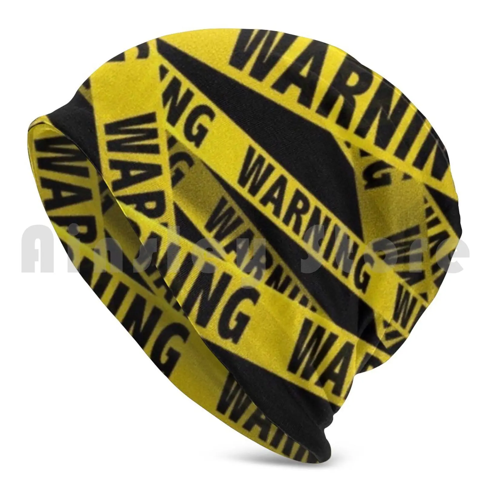 Warning Tape Beanies Knit Hat Hip Hop Warning Cautiontape Police Caution Sign Cops Danger Cautiously