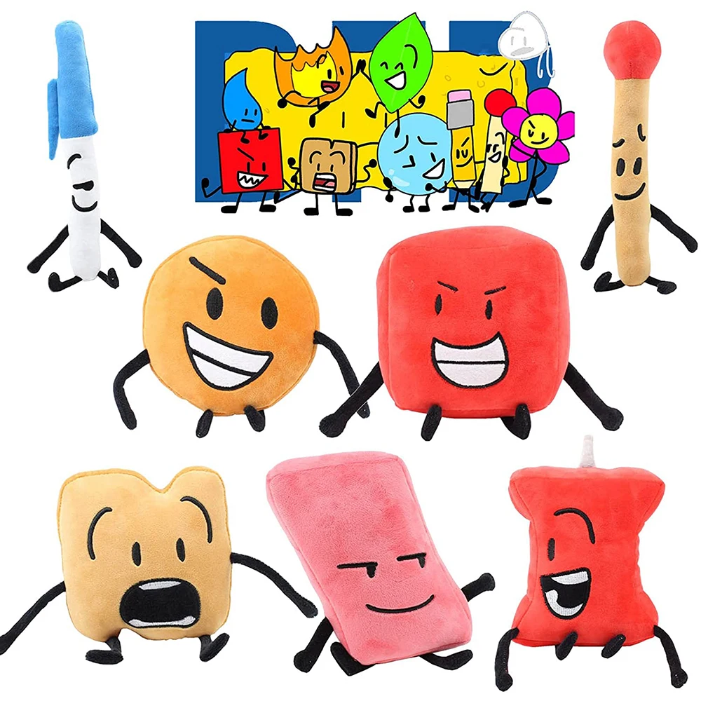 5/7/12pcs Bfdi Plushie Battle for Dream Island Plush Toy Stuffed Animal Cartoon Plant Soft Doll Leafy Firey Coiny Children Gifts