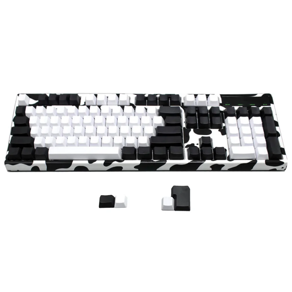 YMDK White Black Mixed 104 Blank ANSI ISO PBT OEM Profile Keycap For 104 TKL 60% MX Switches Mechanical Gaming Keyboard