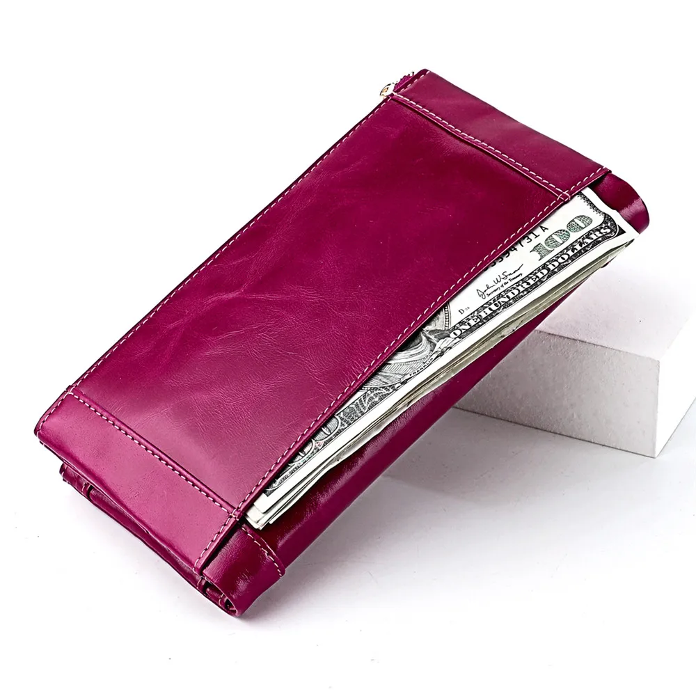 RETROGOO 100% Genuine Leather Wallet Women Luxury Hasp Coin Purse RFID Card Holder Wallets For Female Clutch Money Bag Carteira