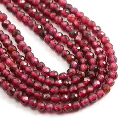 Natural Stone Fine Garnet Beads Small Faceted Round Scattered Beads 2 3 4 5mm DIY For Bracelet Necklace Jewelry Making Gift