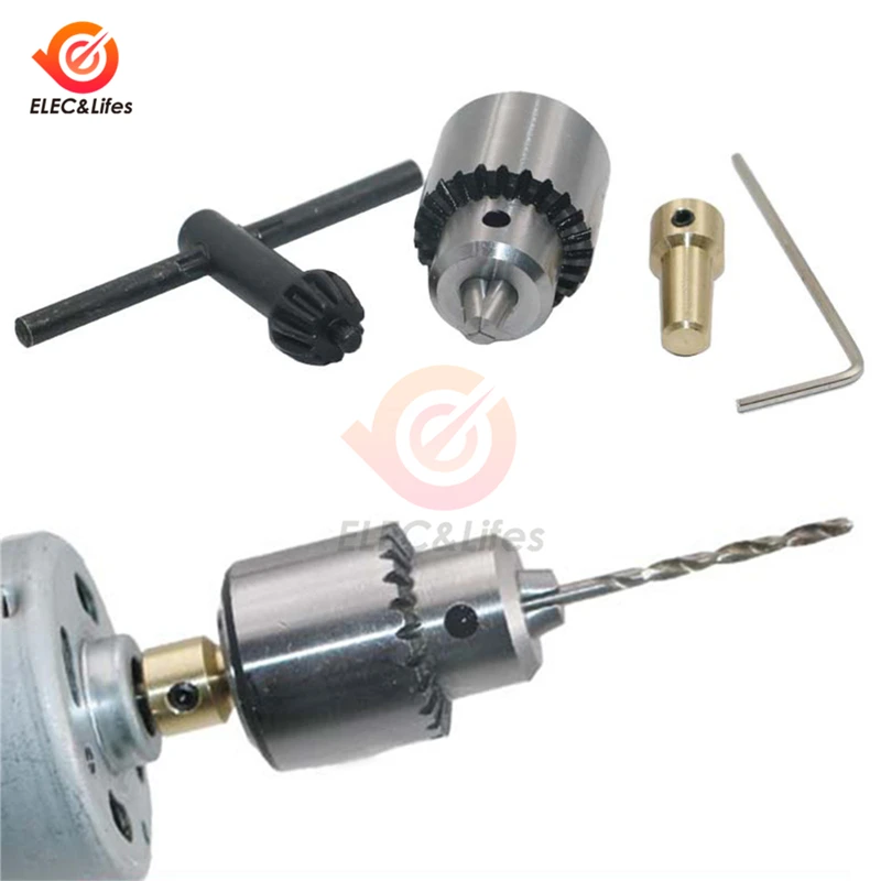 Micro Motor Drill Chuck Clamping Range 0.3-4mm Taper Mounted Mini Drill Chuck With Chuck Key 3.17mm Brass Electric Motor Shaft