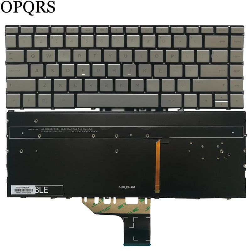 Imagem -02 - Prata Cinza Retroiluminado Teclado para Notebook hp Spectre 13-ac 13-ac000 13t-ac000 13-ac0xx 13-ac023dx 13-ac033dx 13-ac063dx us