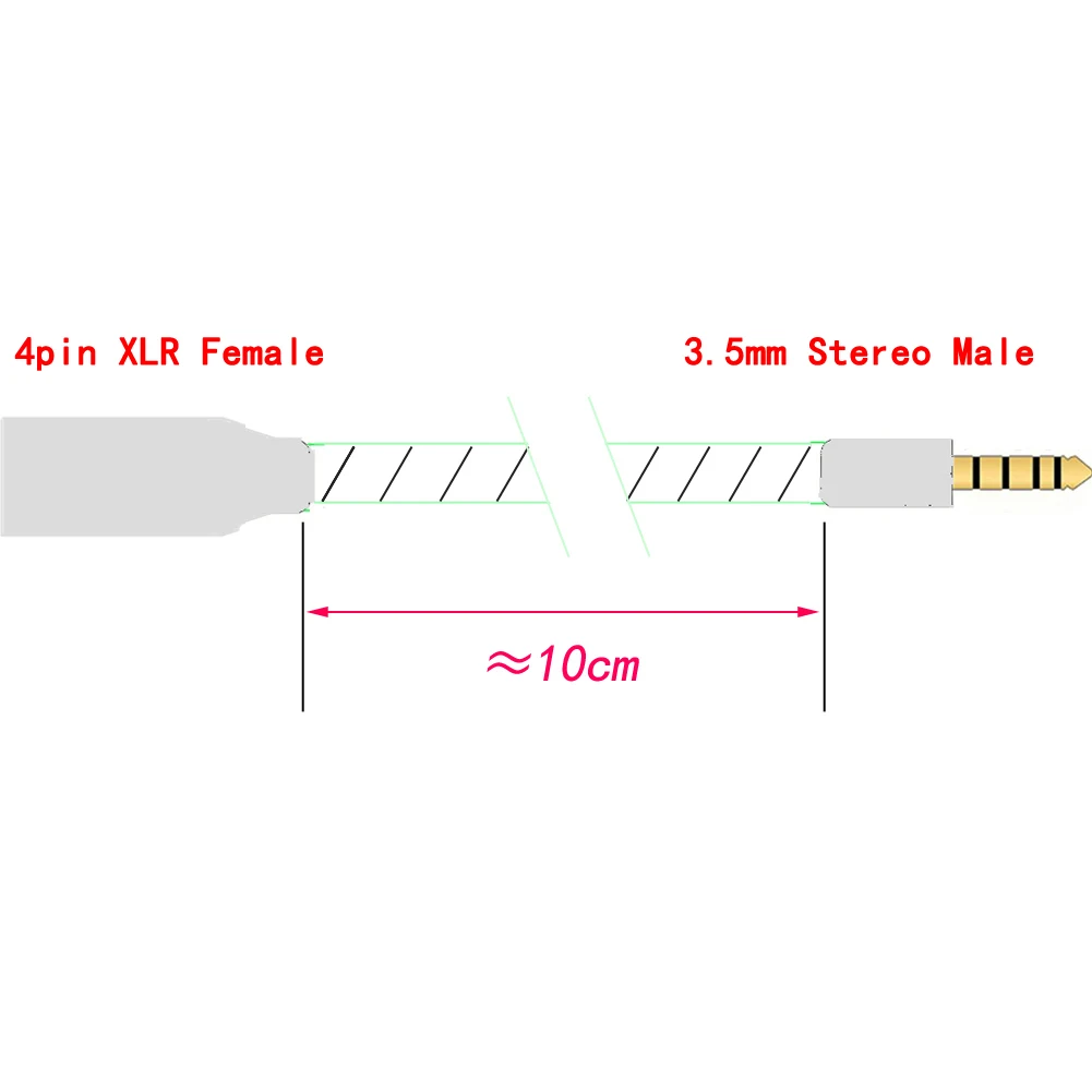 TOP-HiFi 7n OCC Single-Crystal Sivler Plated 3.5mm Stereo Male to 4pin XLR Balanced Female Audio Adapter Connector Cable