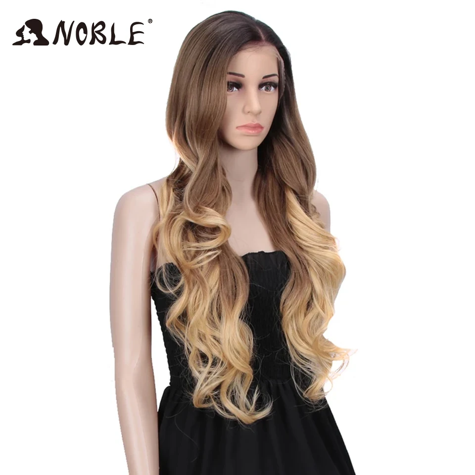 Noble Synthetic Lace Front Wig 13x4 Lace Front Wig 28inch Wavy Wig Ombre Blonde Wigs For Women HD Lace Front Wig Heat Resistant