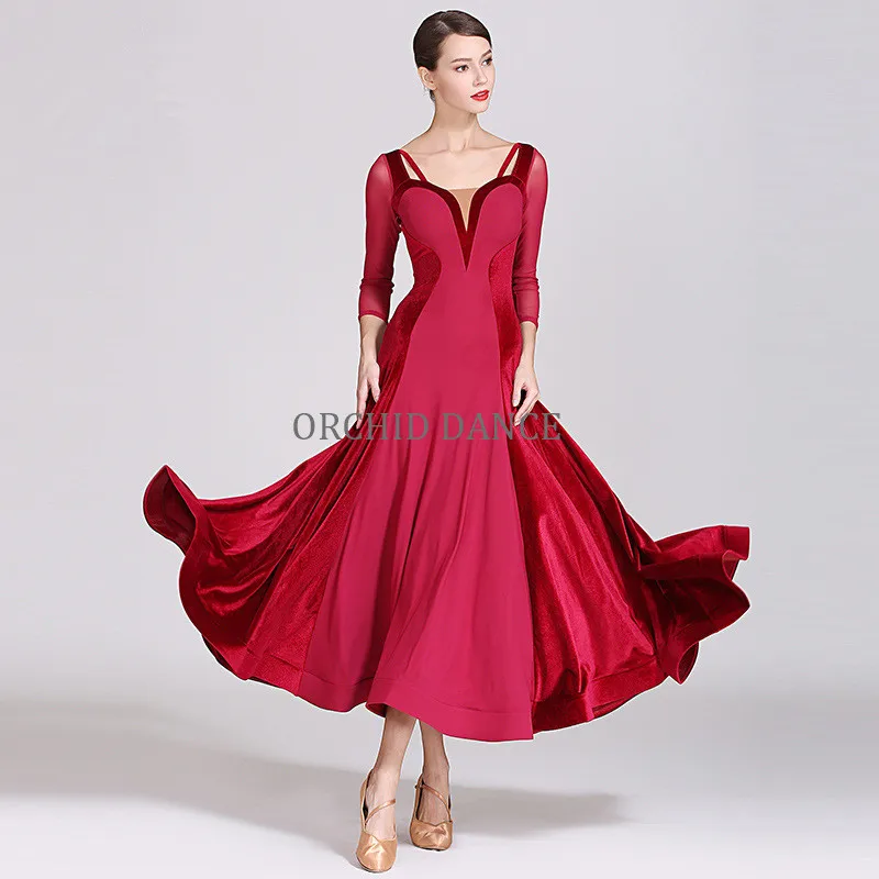 

Hot Sale Sexy Women Girls Red Dance Wear Long Latin Ballroom Dress China